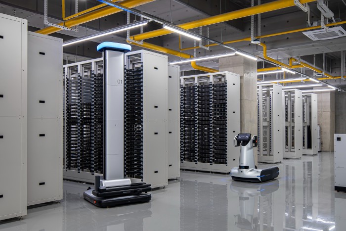 Naver uses a variety of robots in its vast new data centre, opened in November in Sejong City