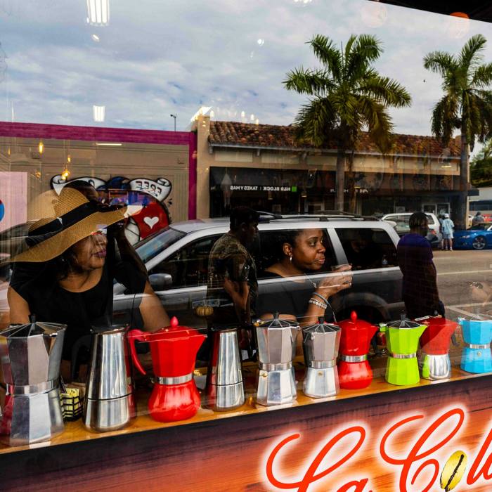 Locals hit Little Havana’s coffee shops at all times of day for a spot of socialising . . . 