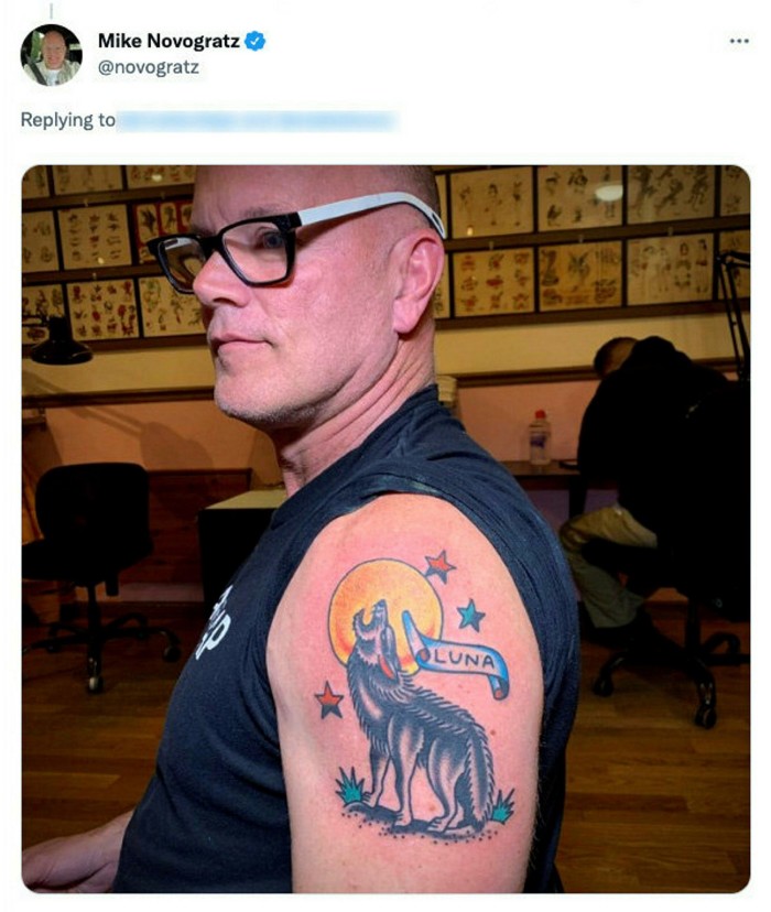 Galaxy Investment Partners CEO Mike Novogratz tweeted a photo of a new tattoo in January showing a wolf howling at the moon and a sign reading it 