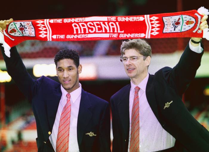 Unveiling teenage striker Nicolas Anelka as an Arsenal player in 1997. Wenger believes great footballers reveal themselves around the age of 23 