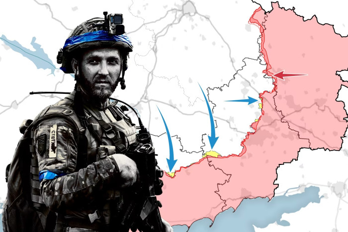 Un soldado ucraniano cerca de Bakhmut este mes frente a un mapa del territorio controlado por Rusia.