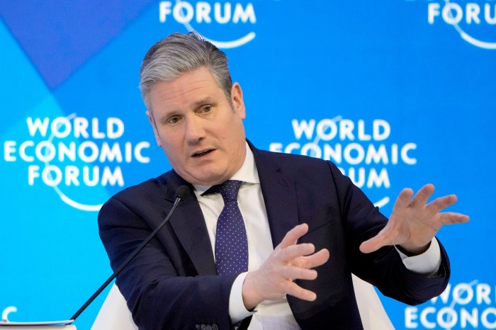 Labour leader Keir Starmer speaks at an event in Davos