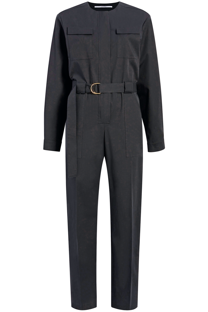 Another Tomorrow organic cotton collarless jumpsuit, $890