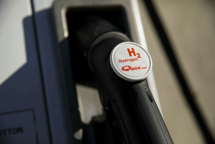 A hydrogen H70 fuel pump stands at the UC Irvine Hydrogen Fueling Station
