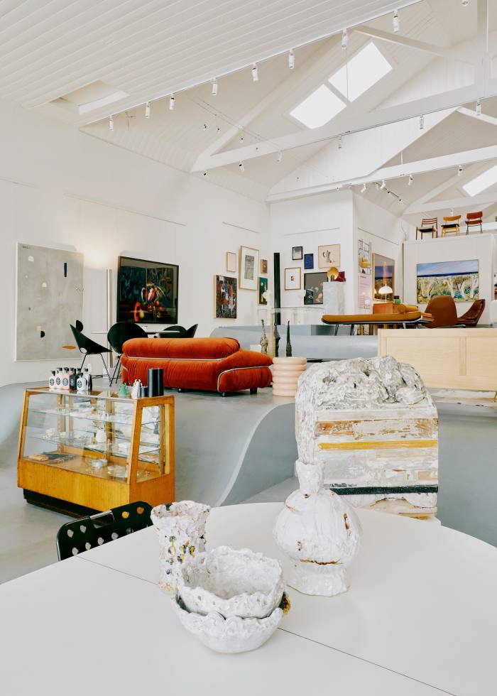 The Fitzroy showroom, with (on table) works by ceramicist Tessy King, from about £350