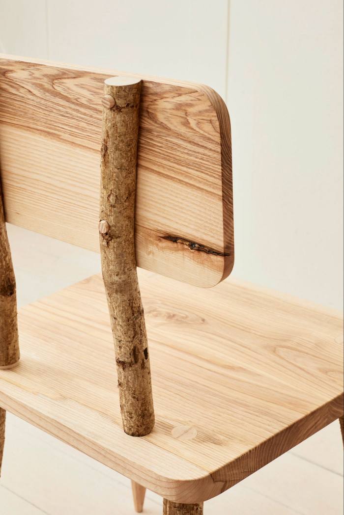 Sebastian Cox dining chair made from coppiced hazel and ash