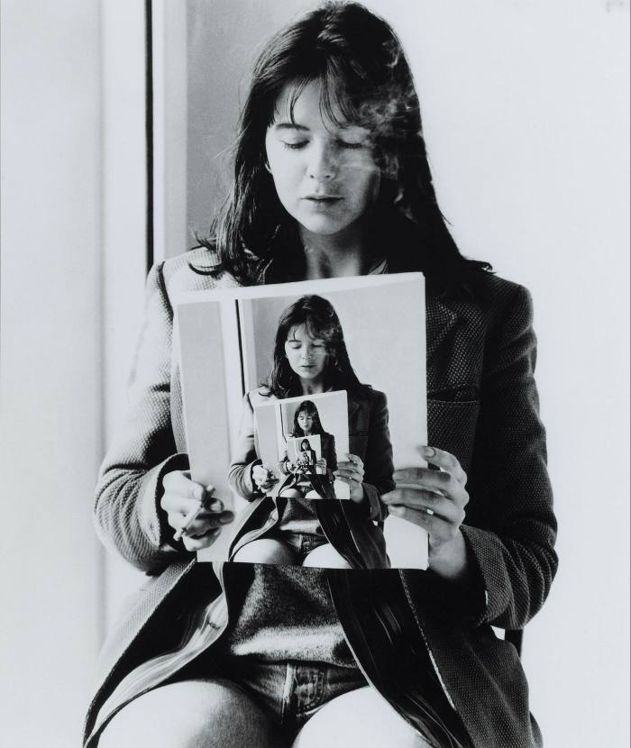 'Me: Me', by Gillian Wearing, a photo of the artist holding a photo of herself and holding a photo of herself (1991)