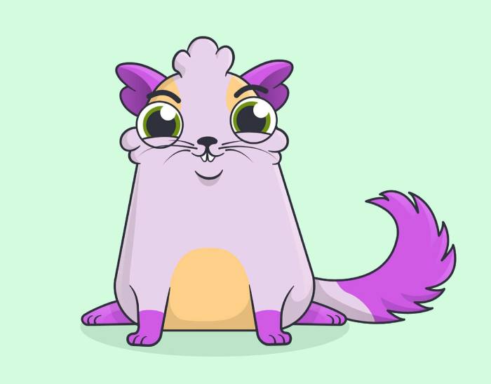 A sweet looking purple digital cat