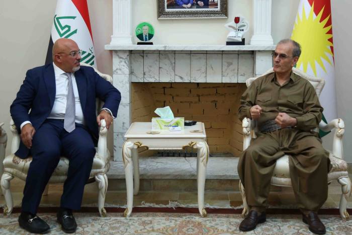 Nadhim Zahawi meets Kirkuk provincial governor Najim al-Din Karim in Kirkuk, Iraq, in September 2017