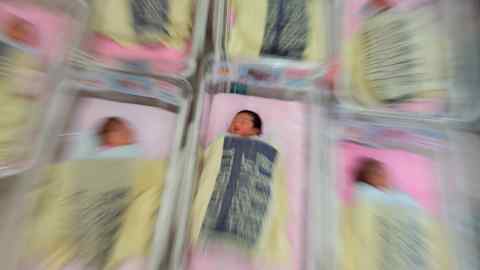 Newborn babies at Queen Elizabeth Hospital in Hong Kong