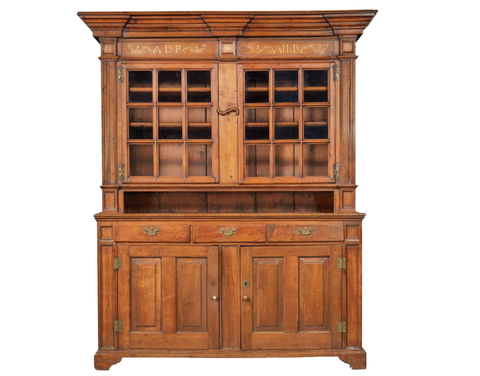 Many include 1770 walnut cabinets from Pennsylvania (estimated $40,000-60,000)