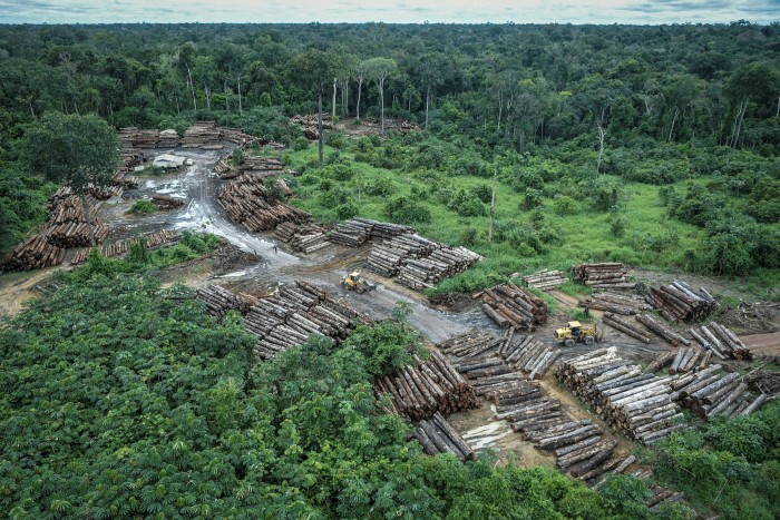 Aerial view of an illegally deforested area on Pirititi indigenous lands as Ibama agents inspect Roraima state in Brazil’s Amazon basin