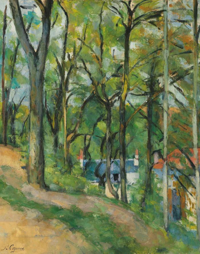   Cézanne's 'The Côte Saint-Denis at Pontoise', depicting a house glimpsed through trees.  .  .