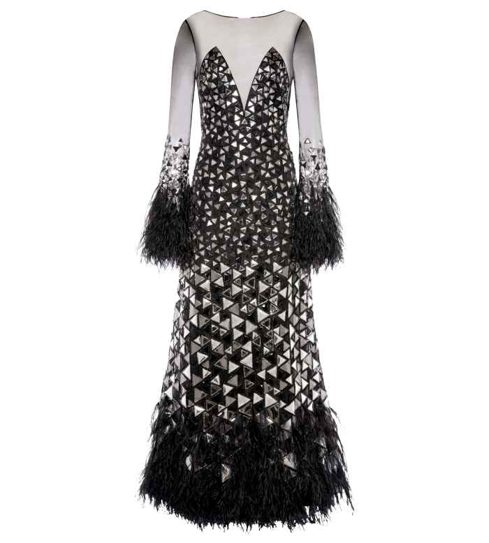 Vestido de noche de organza y plumas de Alberta Ferretti, £ 8,145