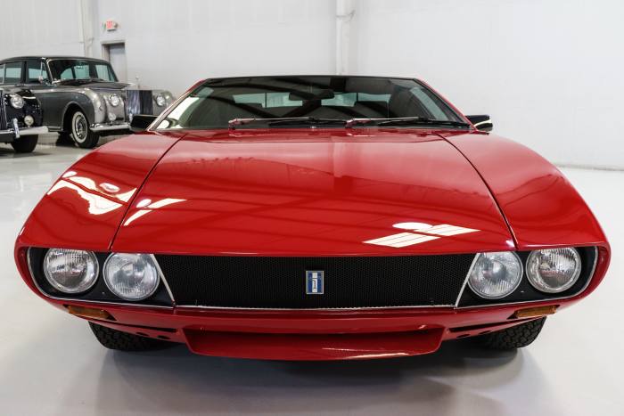 The European-specification 1969 Mangusta on sale with Daniel Schmitt & Co for $369,900, with European quad-headlamp front end