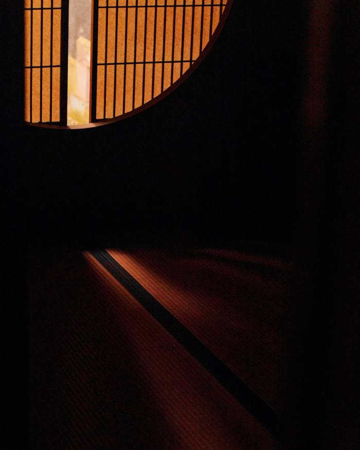 Sun shining through a darkened room in the Kyu Asakura House 