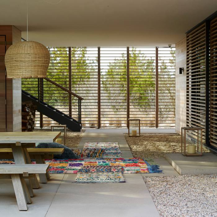 The terrace at their home, with the new Moonbeam and Moonshadow lanterns designed for Tribù