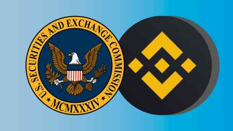 Un collage de los logos de SEC y Binance