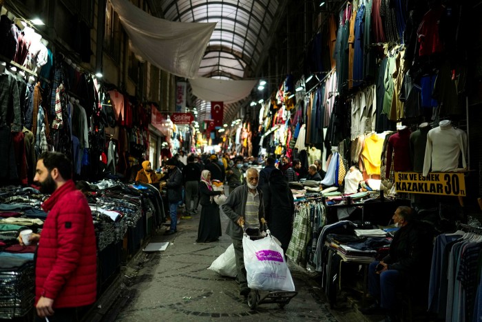 Customers in an Istanbul bazaar