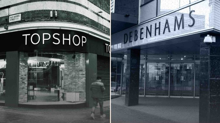 The collapse of Debenhams and Topshop owner Arcadia has left England and Wales with 15m sq ft of empty retail space