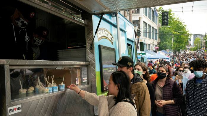 People queue to buy ice-cream. Ben & Jerry’s, the ice-cream maker, is just one of  4,000-plus companies in more than 70 countries with B Corp status