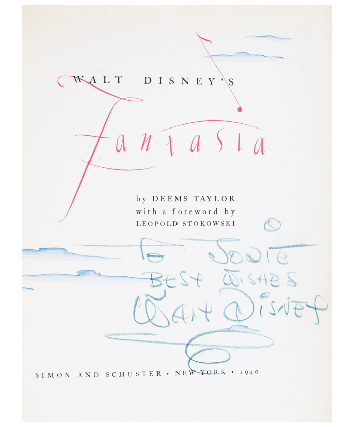 .  .  .  inscribed by Disney, sold for $14,000 by Raptis Rare Books