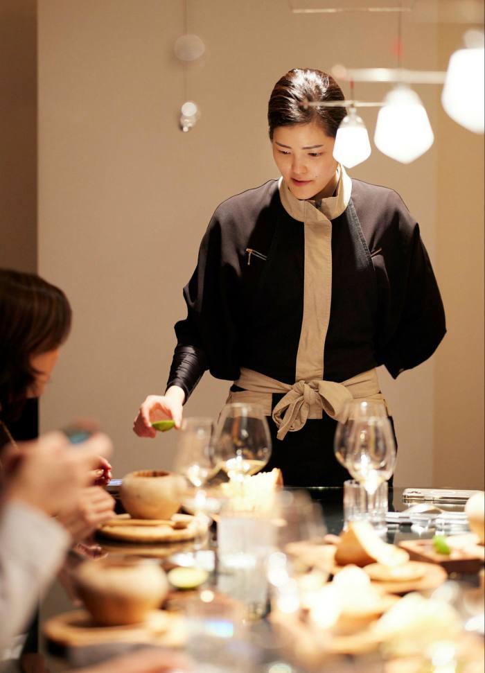 . . . the six-seat Shibuya restaurant helmed by young Japanese chef Natsuko Shoji (above)