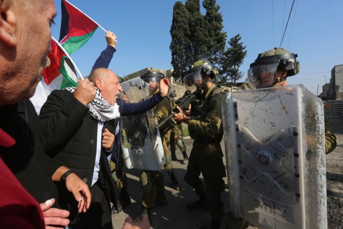 Israeli forces intervene as Palestinians gather in the Kafr Qaddum village in the city of Qalqilya