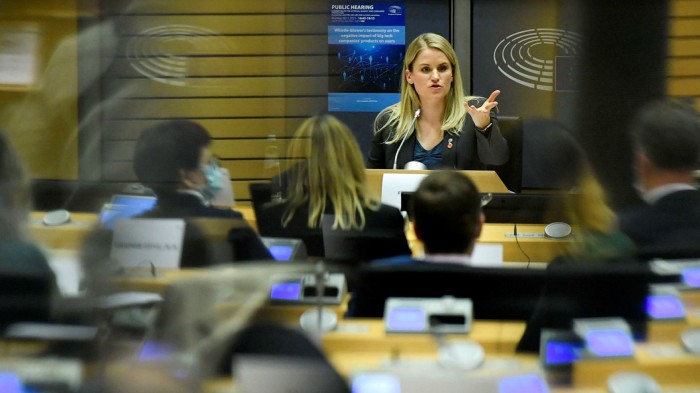 Haugen, speaking to MEPs at the European Parliament in Brussels,
