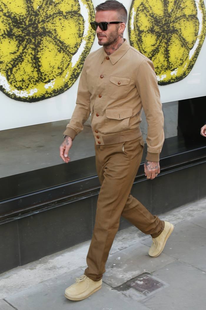 David Beckham steps out wearing Wallabees in London Fashion Week, 2018