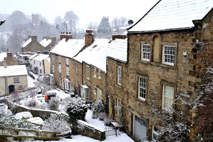 Cornforth Hill, Richmond, Yorkshire in the snow