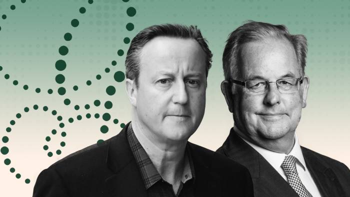 Montage of David Cameron, Lord James Lupton and Greensill logo