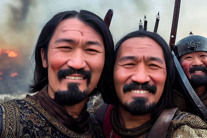 Mongols taking a selfie after the Sack of Baghdad in 1281