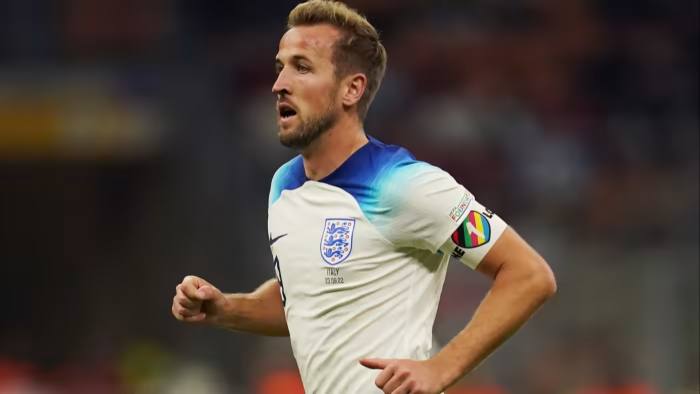 England football captain Harry Kane wears a One Love armband while playing in September