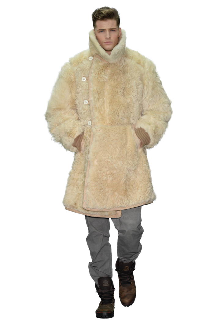 Raeburn’s A/W 2014 recycled Siberian sheepskin coat