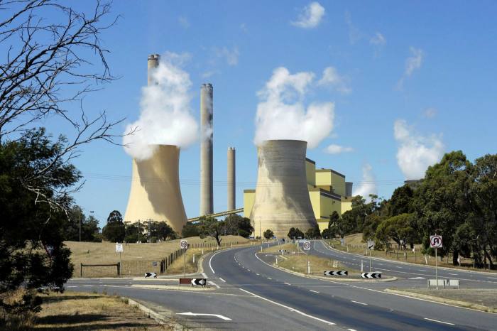 Steam billows from the AGL-owned Loy Yang brown coal-fired power station near Traralgon in south-eastern Victoria