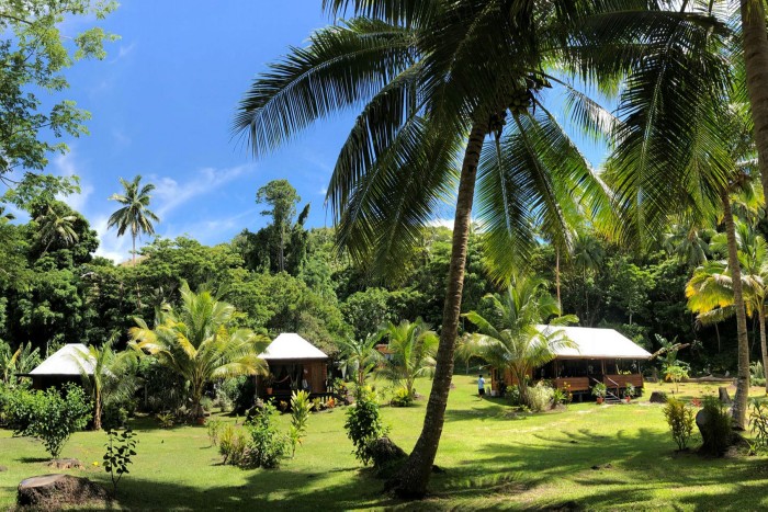 Traditional bure-style bungalows at Viani Bay Resort