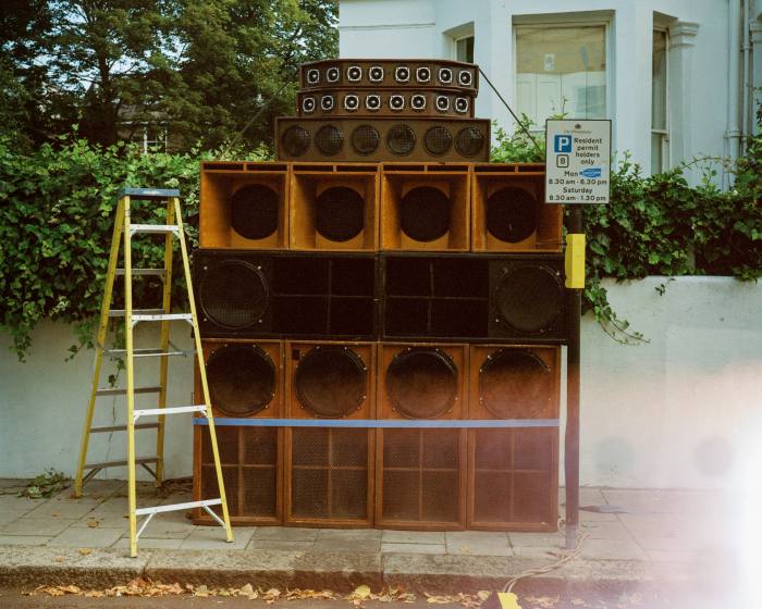 Speaker stack on the streets of Notting Hill