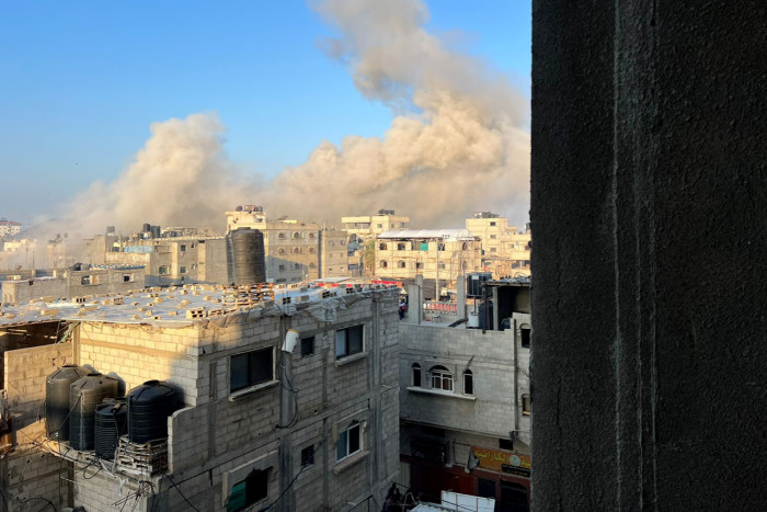 Smoke rises from Israeli air strikes on Rafah in southern Gaza on Friday