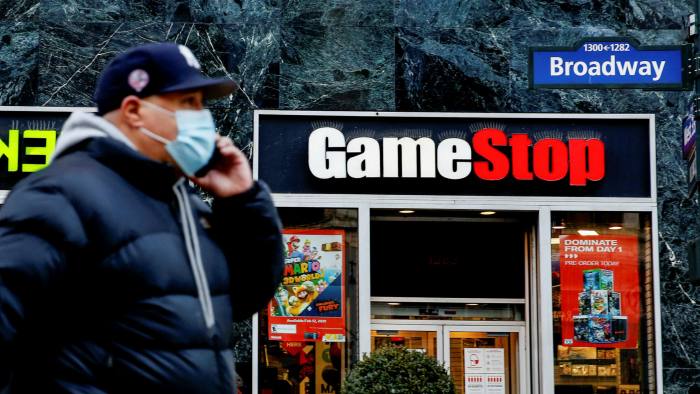 A New York shopfront of GameStop, the retail chain that electrified markets last year