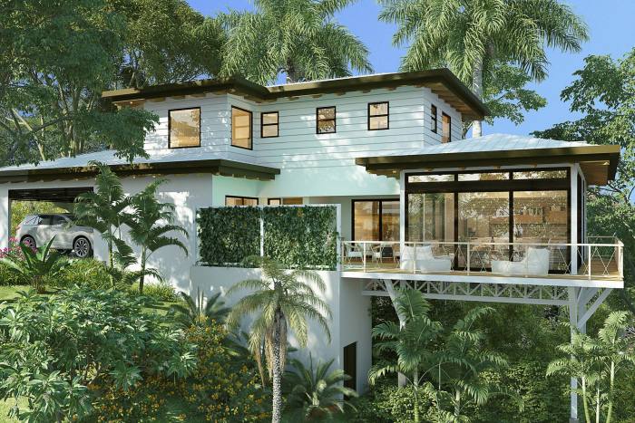 A new whitewashed house with tropical gardens in Santa Cruz, Guanacaste
