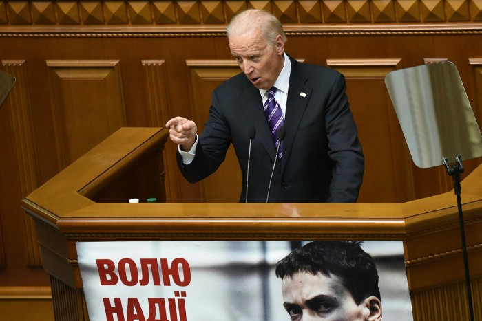 Biden, then US vice-president, addresses Ukraine's lower chamber of parliament in December 2015