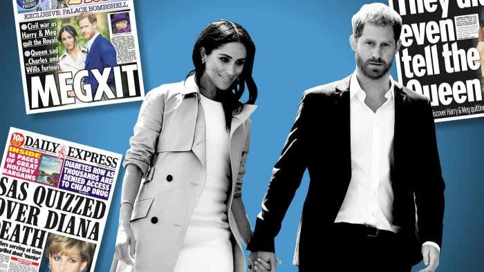 Prince Harry and Meghan Markle’s interview with Oprah Winfrey has shone a spotlight on the relationship between the royals and the UK’s newspapers © FT montage; AFP/Getty
