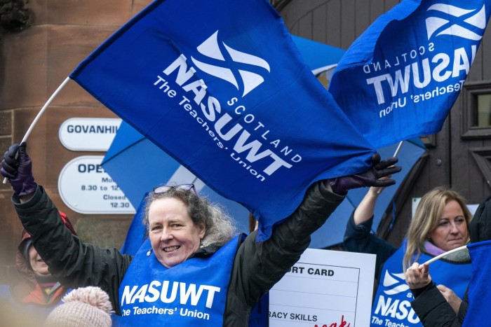 Members of the NASUWT protest