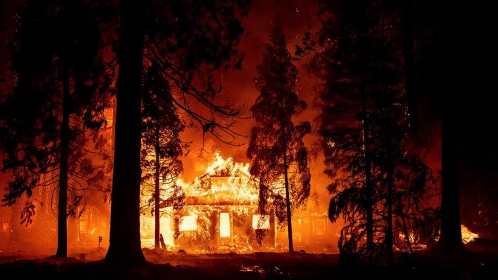 A home burns from a forest fire