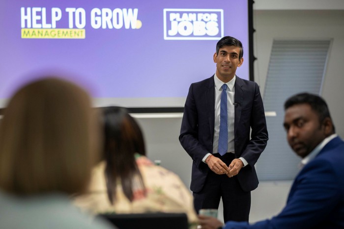 Rishi Sunak at Aston University Business School, which is taking part in the running of Help to Grow