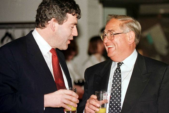 Labour chancellor Gordon Brown, left, with governor of the Bank of England Eddie George in 1998.