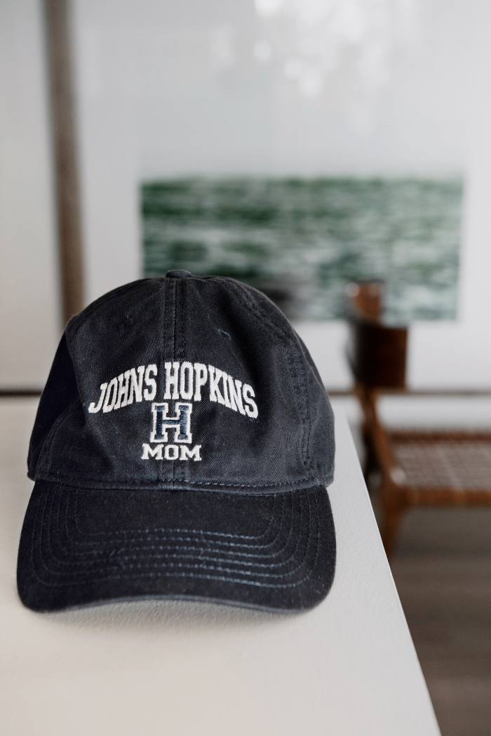 A baseball cap from Johns Hopkins University in Baltimore, which her eldest daughter gave her on graduating there last year