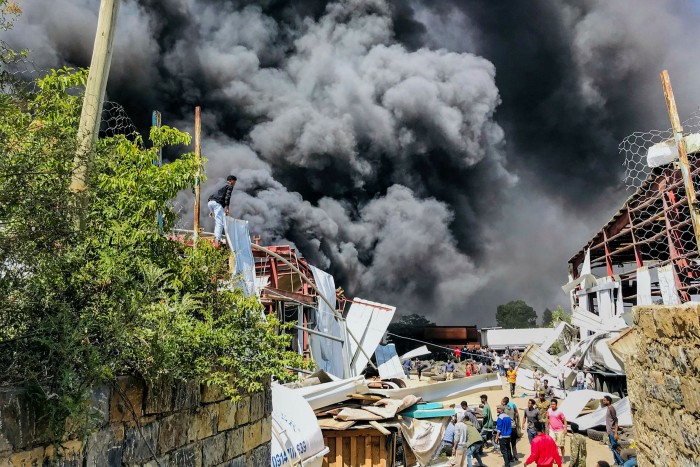 Smoke rises after an air strike in Mekelem Ethiopia. In her testimony to members of the UK parliament on Monday, Haugen described the violence amplified by Facebook in Ethiopia as the ‘opening chapter of a novel that is going to be horrific to read’ 