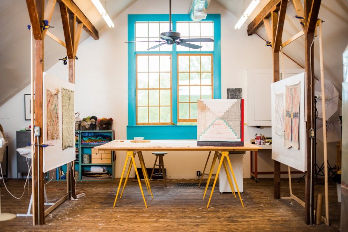 Textile artist Rachel Meginnes’ studio at Penland School of Craft
